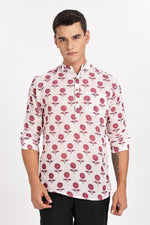 Floral White Short Kurta