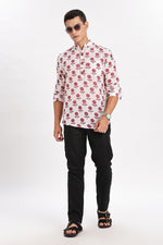 Floral White Short Kurta