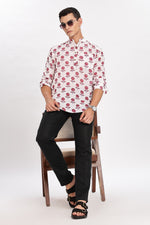 Floral White Short Kurta