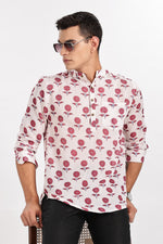 Floral White Short Kurta