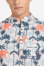 Trendy Elephant White Short Kurta