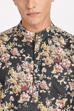 Shankh Royal floral Dark Green short kurta