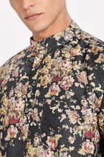 Shankh Royal floral Dark Green short kurta