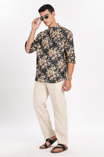 Shankh Royal floral Dark Green short kurta