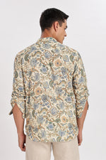 Royal Linen Print Off White Kurta