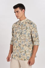 Royal Linen Print Off White Kurta