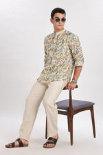 Royal Linen Print Off White Kurta