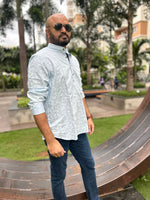 Light Blue Printed Short Kurta