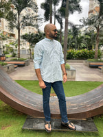 Light Blue Printed Short Kurta