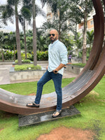 Light Blue Printed Short Kurta