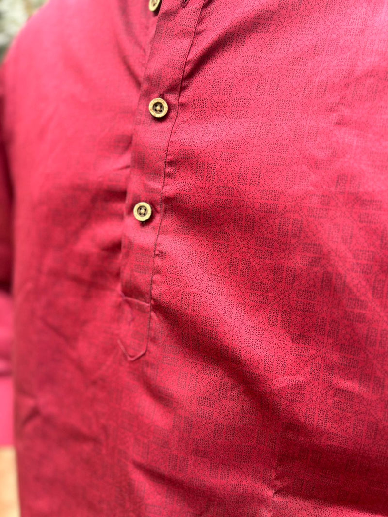 Floral Pattern Royal Maroon Kurta